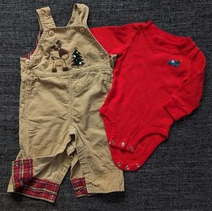 🌟 3/$15 Carter's 3-6mo Christmas Overall Onesie Bundle